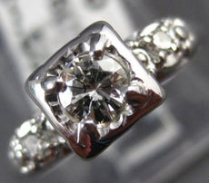 ANTIQUE .40CT OLD MINE DIAMOND 14KT WHITE GOLD 3D FISHTAIL ENGAGEMENT RING #9522