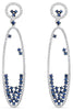 ESTATE LARGE 4.75CT DIAMOND & AAA SAPPHIRE 18KT WHITE GOLD OVAL HANGING EARRINGS