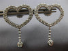 ESTATE 1.44CT DIAMOND 14KT WHITE GOLD 3D OPEN HEART LOVE HANGING EARRINGS #18173
