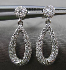 ESTATE .48CTW DIAMOND 14KT WHITE GOLD CLASSIC PAVE PEAR SHAPE HANGING EARRINGS