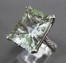 ESTATE MASSIVE 10.43CTW DIAMOND & AAA GREEN AMETHYST 14KT WHITE GOLD FLORAL RING