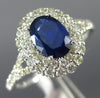 ESTATE 1.50CT DIAMOND & AAA SAPPHIRE 14KT WHITE GOLD DOUBLE HALO ENGAGEMENT RING