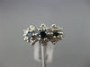 ESTATE WIDE .96CT WHITE & BLUE DIAMOND 14KT WHITE GOLD 3 STONE FLOWER LOVE RING