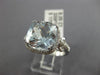 ESTATE LARGE 3.55CT DIAMOND & AAA AQUAMARINE 14K WHITE GOLD HALO ENGAGEMENT RING