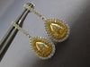 ESTATE LARGE 1.96CT WHITE & FANCY YELLOW DIAMOND 18KT 2 TONE GOLD HALO EARRINGS