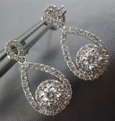 ESTATE .80CT DIAMOND 14KT WHITE GOLD SOLITAIRE INFINITY FLOWER HANGING EARRINGS