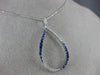 ESTATE .79CT DIAMOND & AAA SAPPHIRE 14KT WHITE GOLD PEAR SHAPE TEAR DROP PENDANT