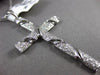 ESTATE LARGE .62CT DIAMOND 18KT WHITE GOLD 3D HANDCRAFTED CROSS FLOATING PENDANT