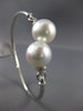 ESTATE .10CT DIAMOND & AAA SOUTH SEA PEARL 18KT WHITE GOLD LOVE BANGLE BRACELET