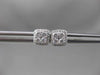 ESTATE .39CT DIAMOND 18KT WHITE GOLD 3D CLUSTER SQUARE HALO STUD EARRINGS 6mm