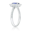 ESTATE 2.06CT DIAMOND & AAA SAPPHIRE 18KT WHITE GOLD 3D FLOWER ENGAGEMENT RING