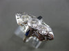 ANTIQUE LARGE .70CT DIAMOND & SAPPHIRE 14KT WHITE GOLD 3D 3 STONE FILIGREE RING