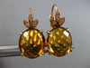 ANTIQUE LARGE 15.15CT DIAMOND & AAA CITRINE 14KT YELLOW GOLD 3D HANGING EARRINGS