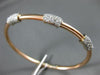 ESTATE WIDE 1.0CT ROUND DIAMOND 18KT ROSE GOLD 3D MULTI ROW PAVE BANGLE BRACELET