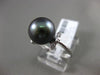 ESTATE LARGE .02CT DIAMOND 14KT WHITE GOLD TAHITIAN PEARL 3D LEAF SOLITAIRE RING
