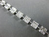 ESTATE 4.04CT ROUND & BAGUETTE DIAMOND 18KT WHITE GOLD 3D SQUARE TENNIS BRACELET