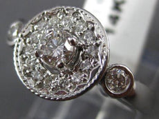ANTIQUE WIDE .63CT DIAMOND 14KT WHITE GOLD CIRCLE FILIGREE COCKTAIL RING #16169