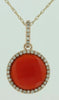 ESTATE .12CT DIAMOND & AAA RED AGATE 14KT ROSE GOLD 3D ROUND HALO FUN PENDANT