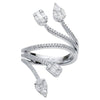 ESTATE LARGE .64CT DIAMOND 18KT WHITE GOLD PEAR SHAPE FLOWER LEAF FUN LOVE RING