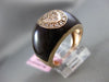 ESTATE WIDE .20CT DIAMOND & BURGUNDY ENAMEL 14KT ROSE GOLD OVAL ETOILE FUN RING