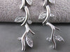 ESTATE LONG HANGING FLORAL LEAF DIAMOND 14KT WHITE GOLD PUSHBACK EARRINGS #2205