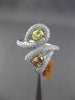 ESTATE LARGE 1.91CTW WHITE & YELLOW DIAMOND 18KT TWO TONE GOLD 3D COCKTAIL RING