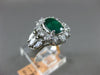 ESTATE LARGE 2.26CT DIAMOND & AAA EMERALD 18K WHITE GOLD 3D HALO ENGAGEMENT RING