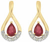 ESTATE 1.02CT DIAMOND & AAA RUBY 14KT YELLOW GOLD 3D PEAR SHAPE HANGING EARRINGS