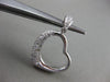 ESTATE LARGE .63CT ROUND DIAMOND 14K WHITE GOLD PAVE OPEN HEART FLOATING PENDANT