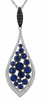1.84CT WHITE & BLACK DIAMOND & AAA SAPPHIRE 14KT WHITE GOLD 3D TEAR DROP PENDANT