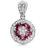 ESTATE 1.55CT DIAMOND & AAA PINK SAPPHIRE 14K WHITE GOLD FLOWER FLOATING PENDANT