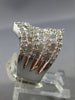 ESTATE LARGE 3.52CT ROUND & BAGUETTE DIAMOND 18KT WHITE GOLD 3D MULTI WAVE RING