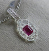 ESTATE SMALL .12CT DIAMOND & AAA RUBY 18KT WHITE GOLD FILIGREE MILGRAIN PENDANT