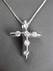 ESTATE LARGE .75CT DIAMOND 14KT WHITE GOLD ETOILE CROSS FLOATING PENDANT & CHAIN