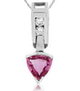 ESTATE 1.0CT DIAMOND & AAA PINK SAPPHIRE 14K WHITE GOLD 3 STONE FLOATING PENDANT