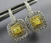 1.0CT WHITE & FANCY YELLOW DIAMOND 14KT 2 TONE GOLD SQUARE LEVER BACK EARRINGS