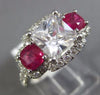 ESTATE LARGE 3.30CT DIAMOND & AAA RUBY 14K WHITE GOLD 3D CLASSIC ENGAGEMENT RING