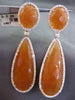 ESTATE LARGE 3.0CT DIAMOND & AAA ARAGONITE 14K ROSE GOLD OVAL TEAR DROP EARRINGS