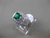ESTATE WIDE 1.66CT DIAMOND & AAA EMERALD 3D PLATINUM SQUARE ENGAGEMENT RING