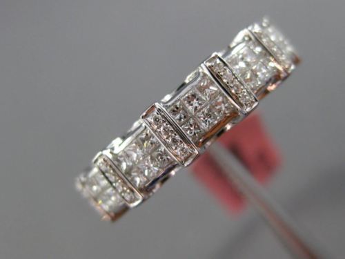 ESTATE .63CT PRINCESS & ROUND DIAMOND 18K WHITE GOLD 3D WEDDING ANNIVERSARY RING