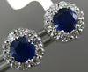 ESTATE 1.45CT DIAMOND & AAA SAPPHIRE 14KT WHITE GOLD ROUND FLOWER STUD EARRINGS