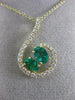 ESTATE LARGE 1.57CT DIAMOND & AAA EMERALD 14KT YELLOW GOLD LOVE FLOATING PENDANT