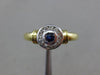 ESTATE .20CT DIAMOND & AAA SAPPHIRE 14KT TWO TONE GOLD 3D HALO BEZEL RING #26337