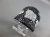 ESTATE MASSIVE 2.24CT WHITE BLACK DIAMOND 18K 2 TONE GOLD PAVE 3 HEART LOVE RING