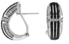 .95CT WHITE & BLACK DIAMOND 14K WHITE GOLD MULTI ROW SEMI HOOP CLIP ON EARRINGS