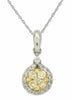 .43CT WHITE & FANCY YELLOW DIAMOND 14KT WHITE GOLD CLUSTER ROUND FLOWER PENDANT