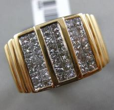 ESTATE LARGE 2.18CT PRINCESS DIAMOND 14KT YELLOW GOLD 3D MULTI ROW MENS RING