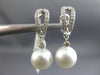 ESTATE .26CT DIAMOND & AAA SOUTH SEA PEARL 14KT WHITE GOLD 3D HANGING EARRINGS