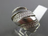 ESTATE LARGE 1CT DIAMOND 14KT WHITE GOLD 3D MATTE & SHINY MULTI ROW DOME RING