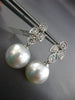 ESTATE LARGE .85CT DIAMOND & AAA SOUTH SEA PEARL 18K WHITE GOLD HANGING EARRINGS